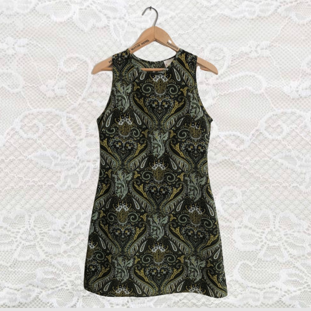 Vintage Mod Shift Dress with Paisley Print
